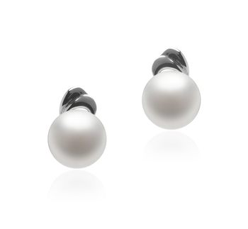 Aria Blanc 5-6mm AAA-qualité perles d'eau douce 925/1000 Argent-Boucles d'oreilles en perles