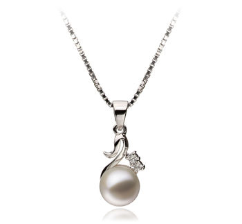 Ariana Blanc 6-7mm AAAA-qualité perles d'eau douce 925/1000 Argent-pendentif en perles