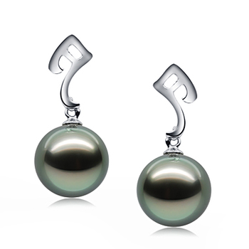 Assina résumé Noir 9-10mm AAA-qualité de Tahiti 585/1000 Or Blanc-Boucles d'oreilles en perles