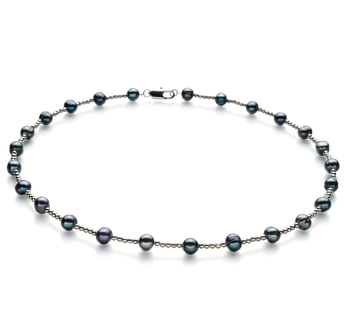 Atina Noir 6-7mm A-qualité perles d'eau douce -Collier de perles