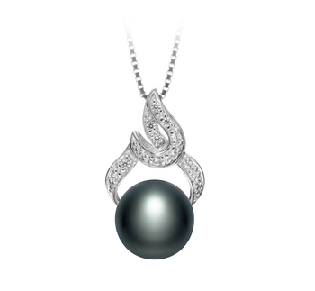 Bebra Noir 10-11mm AAA-qualité perles d'eau douce 925/1000 Argent-pendentif en perles