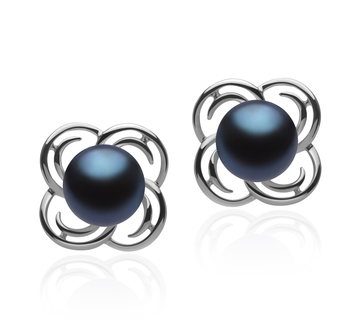 Bella Noir 7-8mm AA-qualité perles d'eau douce 925/1000 Argent-Boucles d'oreilles en perles