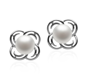 Bella Blanc 7-8mm AA-qualité perles d'eau douce 925/1000 Argent-Boucles d'oreilles en perles