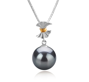 Belva Noir 9-10mm AAA-qualité de Tahiti 925/1000 Argent-pendentif en perles