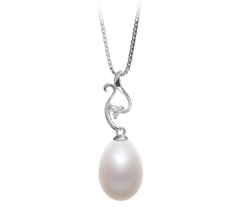 Benita Blanc 10-11mm AA - Drop-qualité perles d'eau douce 925/1000 Argent-pendentif en perles
