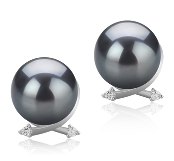 Berry Noir 10-11mm AAA-qualité de Tahiti 925/1000 Argent-Boucles d'oreilles en perles