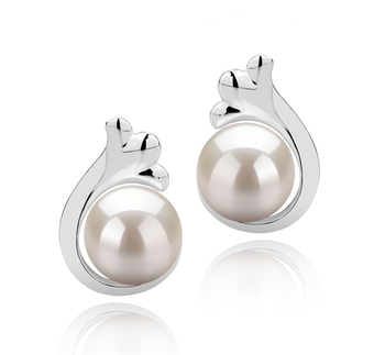 Bikita Blanc 7-8mm AAA-qualité perles d'eau douce 925/1000 Argent-Boucles d'oreilles en perles