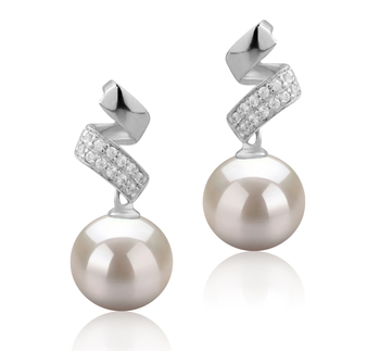 Blair Blanc 9-10mm AAAA-qualité perles d'eau douce 925/1000 Argent-Boucles d'oreilles en perles