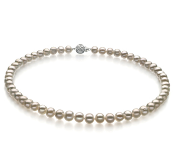 Bliss Blanc 6-7mm A-qualité perles d'eau douce 925/1000 Argent-Collier de perles