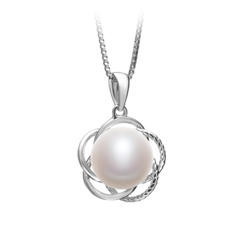 Bobbie Blanc 9-10mm AA-qualité perles d'eau douce 925/1000 Argent-pendentif en perles