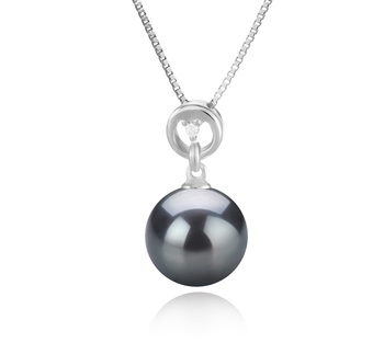 Bonita Noir 10-11mm AAA-qualité de Tahiti 925/1000 Argent-pendentif en perles
