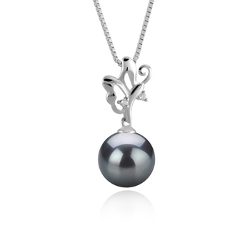 Braith Noir 9-10mm AAA-qualité de Tahiti 925/1000 Argent-pendentif en perles