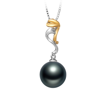 Brianna Noir 10-11mm AAA-qualité de Tahiti 925/1000 Argent-pendentif en perles