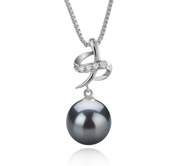 Bridget Noir 10-11mm AAA-qualité de Tahiti 925/1000 Argent-pendentif en perles