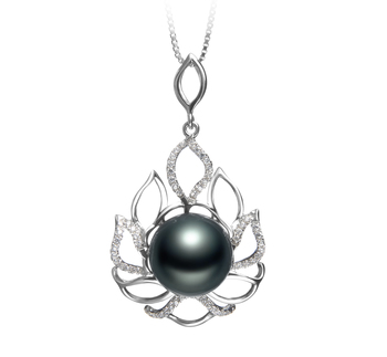 Calida Noir 12-13mm AAA-qualité de Tahiti 925/1000 Argent-pendentif en perles