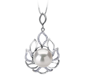 Calida Blanc 12-13mm AA+-qualité perles d'eau douce - Edison 925/1000 Argent-pendentif en perles