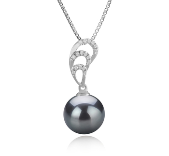 Camille Noir 10-11mm AAA-qualité de Tahiti 925/1000 Argent-pendentif en perles