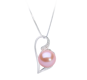 Carlin Rose 7-8mm AAAA-qualité perles d'eau douce 585/1000 Or Blanc-pendentif en perles