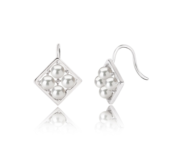 Carrie Blanc 3-4mm AAAA-qualité perles d'eau douce 925/1000 Argent-Boucles d'oreilles en perles