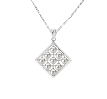 Carrie Blanc 3-4mm AAAA-qualité perles d'eau douce 925/1000 Argent-pendentif en perles