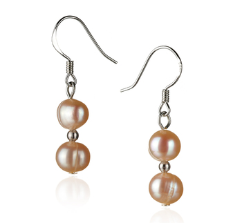 Cerella Rose 6-7mm A-qualité perles d'eau douce 925/1000 Argent-Boucles d'oreilles en perles