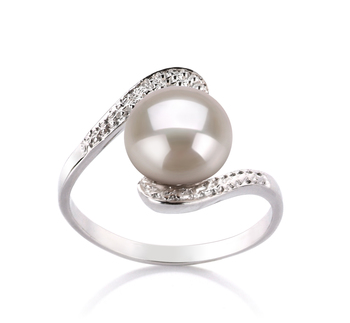 Chantel Blanc 9-10mm AA-qualité perles d'eau douce 925/1000 Argent-Bague perles