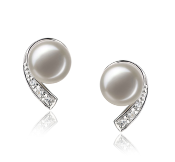 Claudia Blanc 7-8mm AA-qualité perles d'eau douce 925/1000 Argent-Boucles d'oreilles en perles