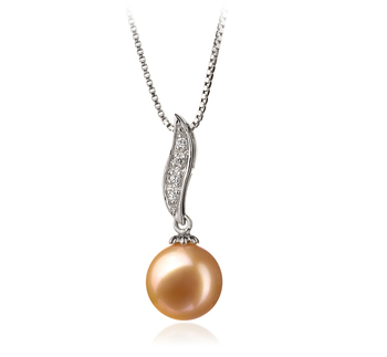 Clémentine Rose 9-10mm AAA-qualité perles d'eau douce 925/1000 Argent-pendentif en perles