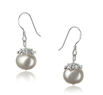 Connor Blanc 8-9mm A-qualité perles d'eau douce 925/1000 Argent-Boucles d'oreilles en perles