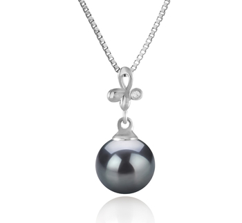 Coralie Noir 7-8mm AA-qualité Akoya du Japon 925/1000 Argent-pendentif en perles