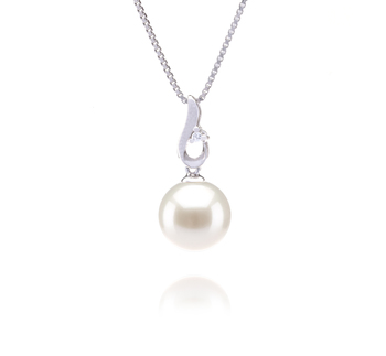 Courtney Blanc 9-10mm AAAA-qualité perles d'eau douce 925/1000 Argent-pendentif en perles