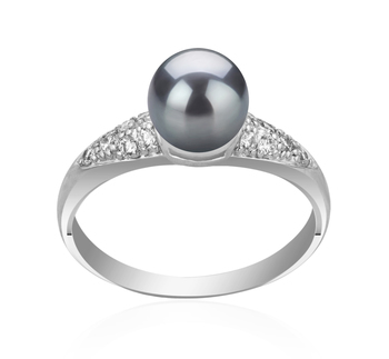 Cristy Noir 6-7mm AAAA-qualité perles d'eau douce 925/1000 Argent-Bague perles