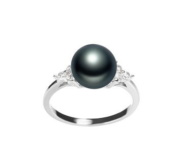 Dacey Noir 8-9mm AAA-qualité perles d'eau douce 925/1000 Argent-Bague perles
