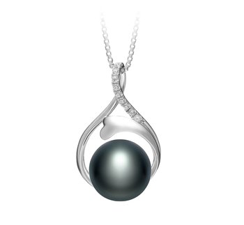 Daiya Noir 10-11mm AAA-qualité perles d'eau douce 925/1000 Argent-pendentif en perles