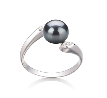 Dana Noir 6-7mm AAA-qualité perles d'eau douce 925/1000 Argent-Bague perles