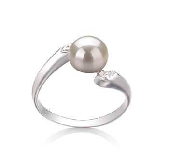 Dana Blanc 6-7mm AAA-qualité perles d'eau douce 925/1000 Argent-Bague perles