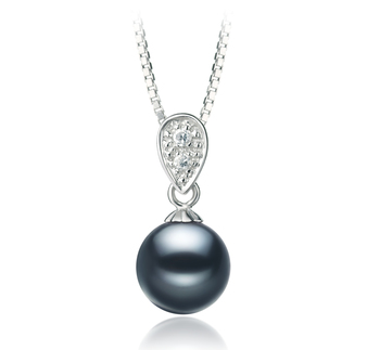 Daria Noir 7-8mm AAAA-qualité perles d'eau douce 925/1000 Argent-pendentif en perles