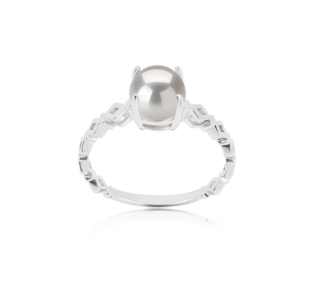 Dawn Blanc 7.5-8mm AAAA-qualité perles d'eau douce 925/1000 Argent-Bague perles