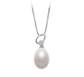 Denise Blanc 10-11mm AA - Drop-qualité perles d'eau douce 925/1000 Argent-pendentif en perles