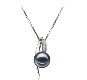 Destina Noir 7-8mm AAAA-qualité perles d'eau douce 925/1000 Argent-pendentif en perles