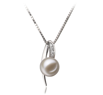 Destina Blanc 7-8mm AAAA-qualité perles d'eau douce 925/1000 Argent-pendentif en perles