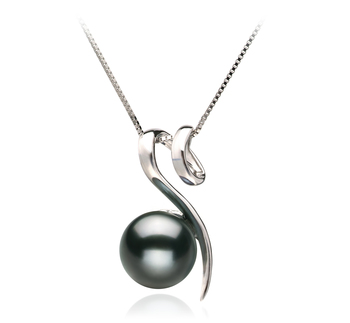 Dionne Noir 8-9mm AAA-qualité de Tahiti 585/1000 Or Blanc-pendentif en perles