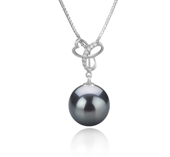 Dorothy Noir 10-11mm AAA-qualité de Tahiti 925/1000 Argent-pendentif en perles