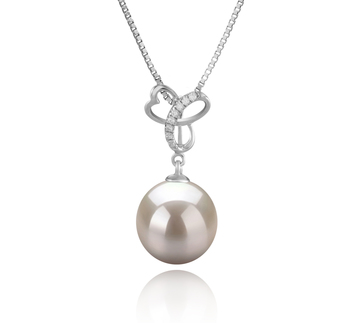 Dorothy Blanc 10-11mm AAAA-qualité perles d'eau douce 925/1000 Argent-pendentif en perles