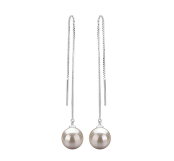 Dottie Blanc 8-9mm AAAA-qualité perles d'eau douce 925/1000 Argent-Boucles d'oreilles en perles