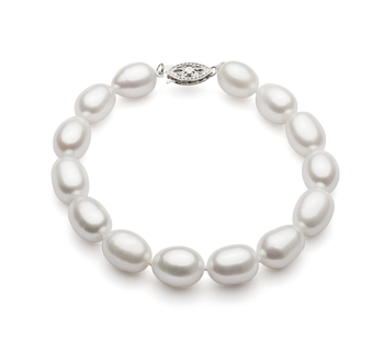 Laisser tomber Blanc 8.5-9.5mm AA-qualité perles d'eau douce 925/1000 Argent-Bracelet de perles