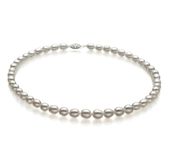 Laisser tomber Blanc 8.5-9.5mm AA-qualité perles d'eau douce 925/1000 Argent-Collier de perles