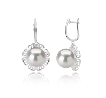 Blanc 12-13mm AA+-qualité perles d'eau douce - Edison 925/1000 Argent-Boucles d'oreilles en perles