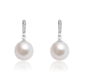 Blanc 12-13mm AA+-qualité perles d'eau douce - Edison 925/1000 Argent-Boucles d'oreilles en perles