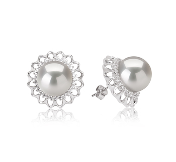 Blanc 12-13mm AA+-qualité perles d'eau douce - Edison 925/1000 Argent-Boucles d'oreilles en perles